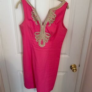 Lilly Pulitzer Pink Dress with Gold Accents